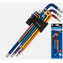 15302 BlueSpot 9 PCE Extra Long Colour Coded Tamper Torx Key Set (T10-T50)