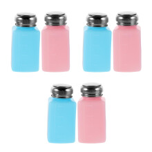 6Pcs Refillable Alcohol Press Down Solvent Pump Bottles Assorted Color