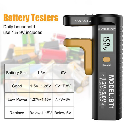 2X Digital Battery Tester LCD Display AA/AAA/C/D/N/9V/1.5V Button Cell Battery Capacity Check Detector 2