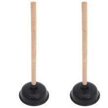 2Pcs Rubber Bathroom Plungers with Comfortable Wooden Handles