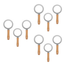 9Pcs Light Brown Wooden Handle Brulee Rings for Baking Stainless Steel