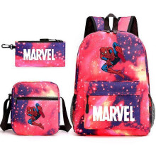 (backpack)Three-piece backpack set for primary and secondary school students, large capacity, starry sky campus style backpack for boys and girls, sho