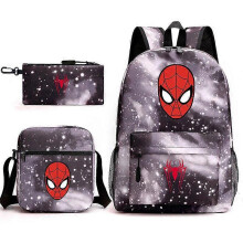 (backpack)Three-piece backpack set for primary and secondary school students, large capacity, starry sky campus style backpack for boys and girls, sho