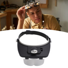 Stirnlampe LED Lupe 1,2X-4X verstellbares Lens & 2 LED-Leuchten