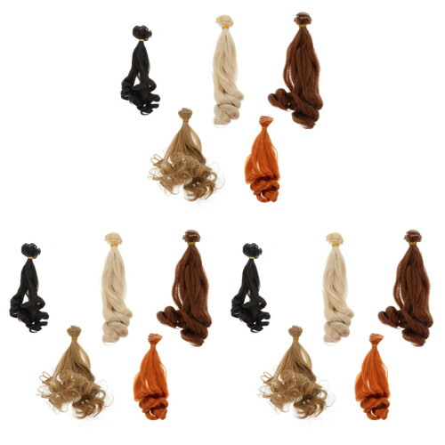 15Pièces Extensions Synthétiques Colorées, Perruques DIY Pour Poupées 1