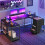 Corner Desk with Drawers, Reversible L Shaped Computer Desk with LED Lights, U Shaped Gaming Table with Powers Outlets 8