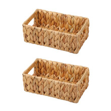 2X Panier de Rangement en Osier, Panier en Jacinthe D'Eau, Paniers de Toilette, Support pour Ustensiles de Cuisine de Ferme, Panier de Rangement