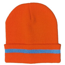 Unisex Reflektierende Streifen StrickmüTzen MüTzen Leuchtende Outdoor Radfahren Ski Warme MüTzen Damen Herren,Orange