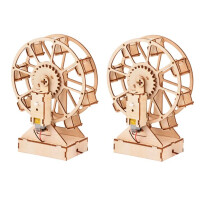 2X 3D DIY Electric Wheel Puzzle Game Wooden Model Building Kits Science Educational Toys for Kids Gift