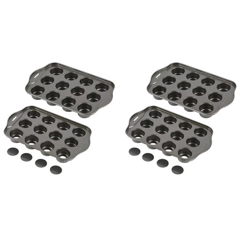 4 Pack  Muffin Cheesecake Pan with Removable Bottom, 12 Cavity Nonstick Cupcake Pan