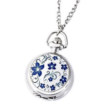 Couple models classic fashion retro quartz small silver lotus flower pocket watch