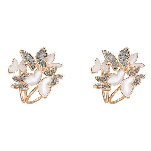 2X Elegante 3 Anelli Farfalla Sciarpa Squillare Seta Sciarpa Fibbia Clip (Oro)