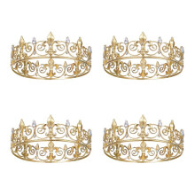 4X Couronne Royale pour Hommes - Couronnes et Diadèmes de Prince en Métal, Chapeaux de Fête D'Anniversaire Ronds, Accessoires Médiévaux (Or)
