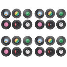 24pieces Retro Vinyl Disc Drink Coasters