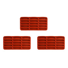 3X Tiramisu Finger Biscuit Silicone Mould,15 Cavities Cereal Bars Baking Mould,Chocolate Bar Mold