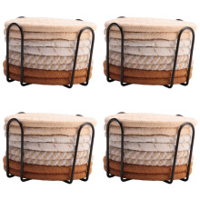 32 Pcs Drink Coasters with Holder, 4 Colors Absorbent Coasters for Drinks, Cotton Woven Coaster Set for Home Decor A