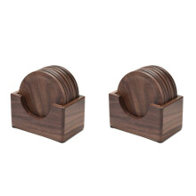 12Pcs Walnut Wood Coasters Placemats Decor Round Heat Resistant Drink Mat Home Kitchen Table Tea Coffee Cup Pad