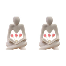 2X Abstrakcyjna Postać Tulipan Lampka Nocna Rzeźba Statua z Żywicy Półka na Książki Salon Biurko Stolik Nocny