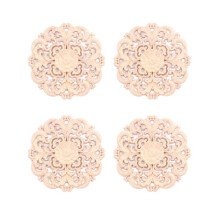 4X Rubber Wood Carved Long Applique Unpainted Flower Walls Cabinets Door Decor Wood Color