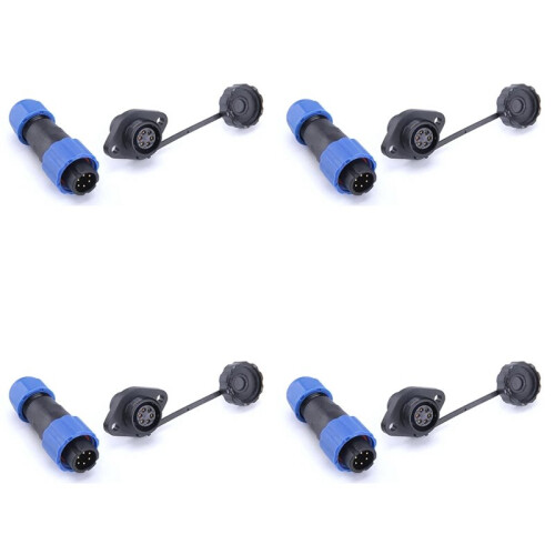 4X SP13 Waterproof Connector IP68 6 Pin Cable Connectors Male/Female Plug and Socket Nut/Flange/Docking