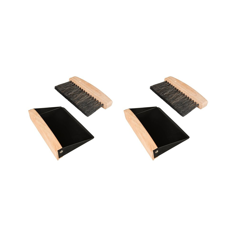 2X Small Dust Pan And Brush Set, Hand Broom And Dustpan Set, Wooden Crumb Sweeper For Home Desktop, Sofa Black 6031137941052