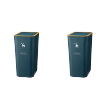 2X Afvalbak Push Type Smal Ontwerp Brede Opening Hondveilig Ruimtebesparend Blokkeert Geur Deksel Afvalbak Keukenbenodigdheden