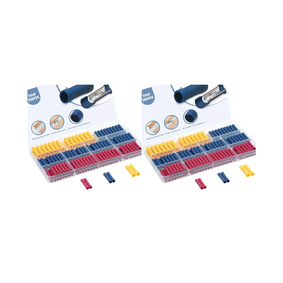 400Pcs Wire Butt Splice Connectors Kit, 22-10 Awg Electrical Crimp Terminal Connector Fully Insulated Wiring 6032262419447