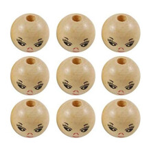 Painted Wooden Beads, Face Spacer Beads, Round Wooden Beads, Suitable for Bracelets, Necklaces Making,100PCS,22mm