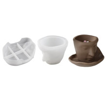 3D-Tassenform, Abstraktes Gesicht, Kaffeetassenform, Blumentopf, Pflanzen, Zementvase, Harz, Silikonform, Handgefertigte Kerzentassenform