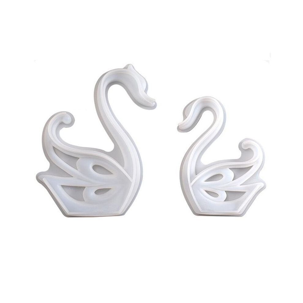 Tauoh 2Pcs Swan Ornament Silicone Mould Epoxy Resin Mold Desktop Swan Decorative Ornament Mirror Silicone Mould Gypsum Mold