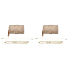 2X Tassel Fashion Ladies Clutch Bag Shoulder Handbags Female Party Wedding Evening Bag for Phone Purse Gold