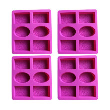4X Silikon Seifen Form für die Seifen Herstellung 3D 6 Formen Oval Rechteck Seifen Form Handgemachtes Handwerk Blumen Bad KüChe Seifen Form