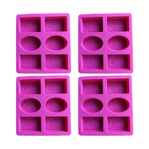 4X Silicone Soap Mold for Soap Making 3D 6 Forms Oval Rectangle Soap Mould Handmade  Flowers Soap Mold