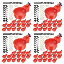 64 Pack Automatic Chicken Waterer Cups Poultry Waterers Poultry Water Feeder Chicken Water Cups with Drill Bit
