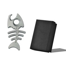 Titanium Alloy Fish Bone Keychain - Multifunctional Bottle Opener, Portable Necklace Gift for Outdoor Activities A