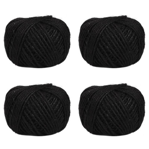 4pcs 50m String Jute Rope for Crafts Scrapbooking Gardening - Black