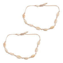 2X Anklets for Women Shell Foot Jewelry Summer Beach Barefoot Bracelet Ankle Leg Ankle Strap Accessories White