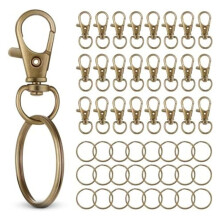50 PCS in 25 Sets, Metal Swivel Lobster Claw Clasps, Snap Hooks and Sturdy Key Rings, for Key Chain Making Kit B