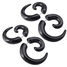 4X Jewellery Mens Horn Claw Ohrstecker, Cheater Fake Ear Plugs Gauges Illusion Tunnel, Schwarz (mit GeschenktüTe)