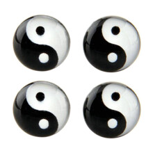 2 PAIR Round Pin Symbol Yin and Yang 10mm Earrings