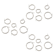 9 Pairs 15mm 20mm 25mm Stainless Steel Hoop Earrings Set Woman Silver Color