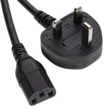 Power Cord UK Plug to IEC Cable (PC Mains Lead) C13  1.8m 6ft