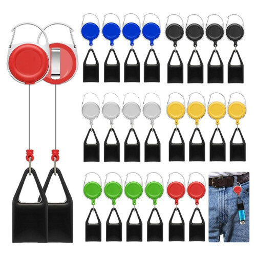 24Pcs 6 Colors Plastic Retractable Keychain Easy Release Buckle Lighter Holder Stretchable Lighter Case with Belt Clip 1