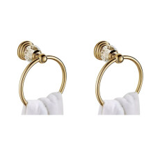 2X Crystal Gold Towel Ring, Gold Bathroom Towel Holder Ring,Hand Towel Ring for Bathroom Wall Mounted Bathroom Accessory