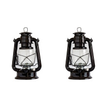 2X Outdoor Oil Lamp,Kerosene Burning Lantern Lamps/Hanging Emergency Camp Disaster Prevention Lighting, Black