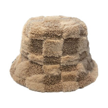 Sombrero de Pescador a Cuadros Gorro de Pescador Ajustable de Felpa Gorro de Pescador CáLido y Peludo para Hombres y Mujeres para Invierno y