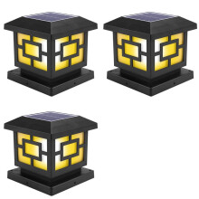 3X Outdoor Solar Column Lights Wall Lights Garden Column Lights Garden Waterproof Column Decorative Lights