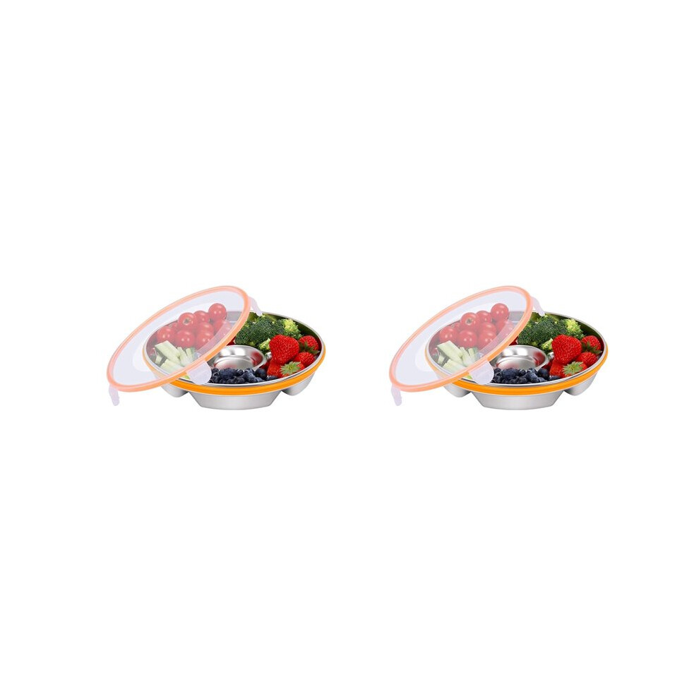 2X Veggie Tray With Lid And Dip,Divided Serving Tray With Lid Snack Tray With Lid For Party Platter,Relish Fruit Tray 6031643777428