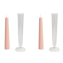 2X Striped Long Pole Column Aromatherapy Candle Mold Kit PC Plastic Acrylic Mold DIY Handmade Church Candle Making Tool
