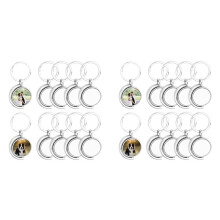 20-Pack 360 Roterande Metallsublimeringsnyckelringämnen, Dubbelsidiga Sublimeringsämnen DIY-Nyckelring Halvcirkel